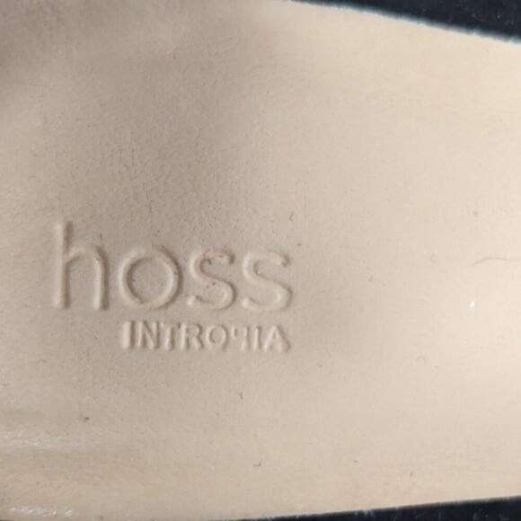 Anthropologie Hoss Intropia Black Pointed Toe Heels Gold Studs Cut Out Bows 37 - Picture 6 of 10